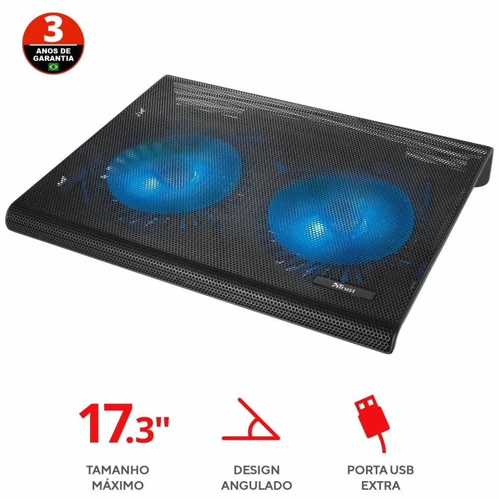 Trust Base di Raffreddamento per Laptop 17.3, 2 Ventole, USB, Cooling Pad, Nero