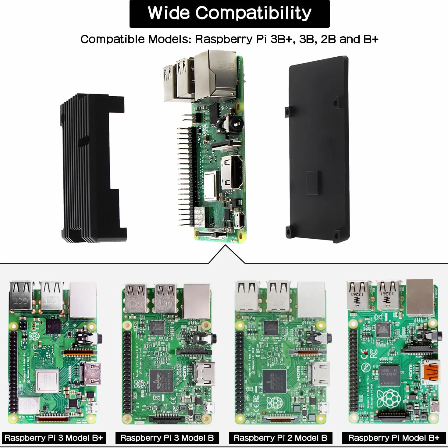 Obudowa chłodząca pasywna z aluminium dla Raspberry Pi 3B+/3B (czarny)