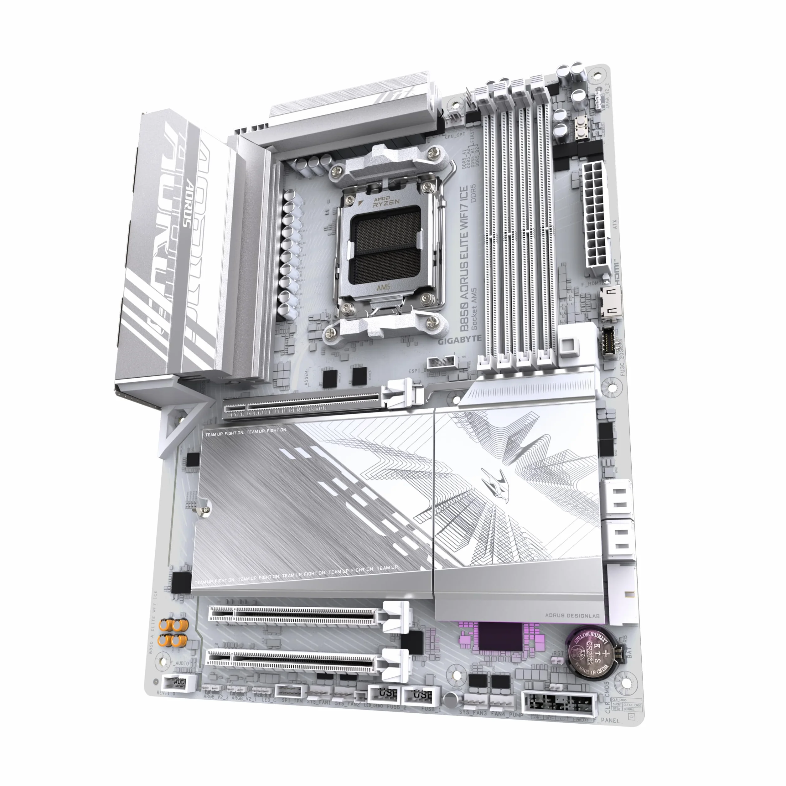 GIGABYTE B850 AORUS ELITE WIFI7 ICE Scheda Madre - CPU AMD Ryzen Serie 9000, VRM digitale 14+2+2 fasi, fino a 8200MHz DDR5 (OC), 1xPCIe 5.0 + 2xPCIe 4.0 M.2, LAN 2,5, WIFI 7, USB 3.2 Gen 2x2
