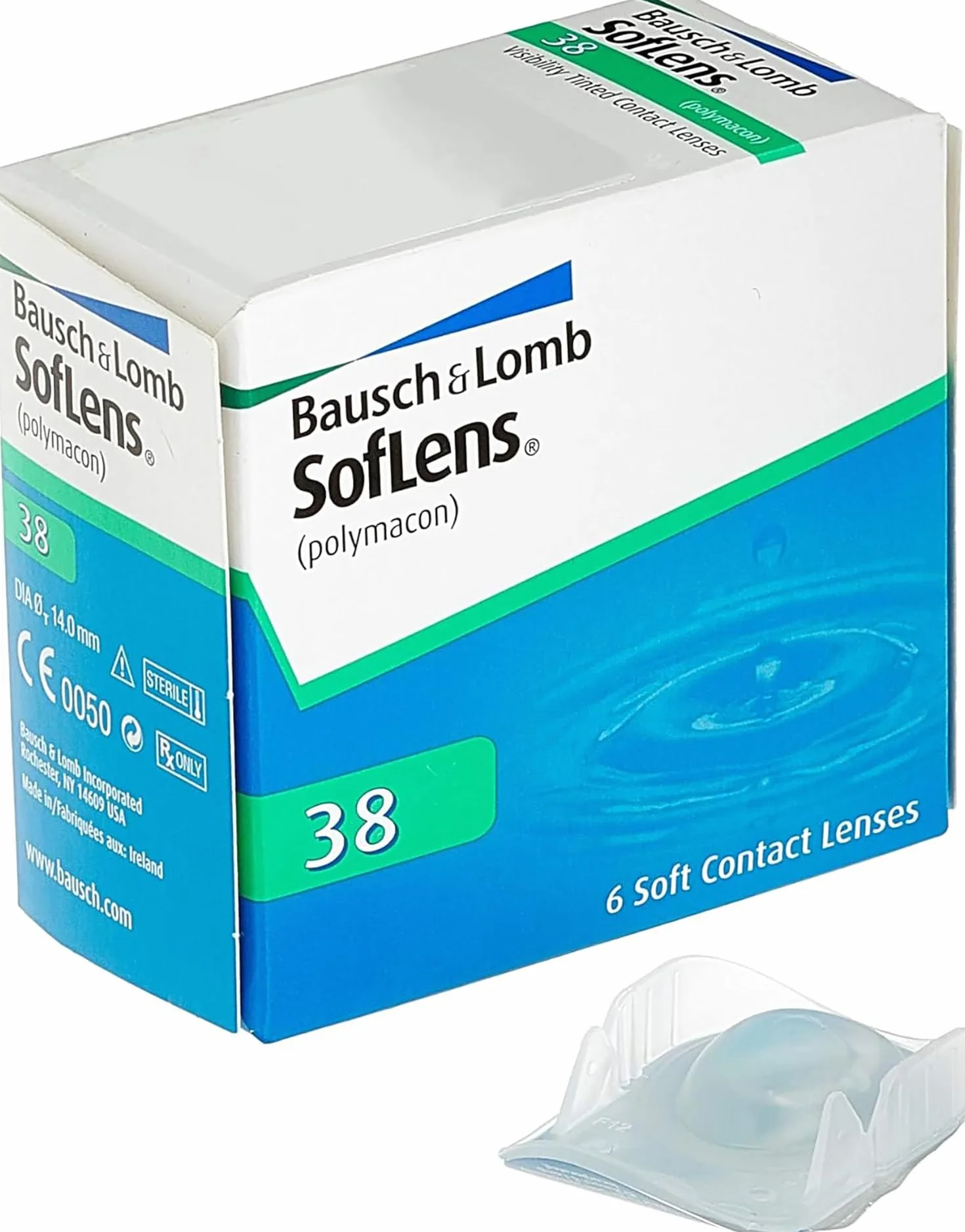 Soflens 38 Lenti a Contatto Correttive Bisettimanali, 6 Lenti, BC 8.7 mm, DIA 14 mm, -2.0 Diopt