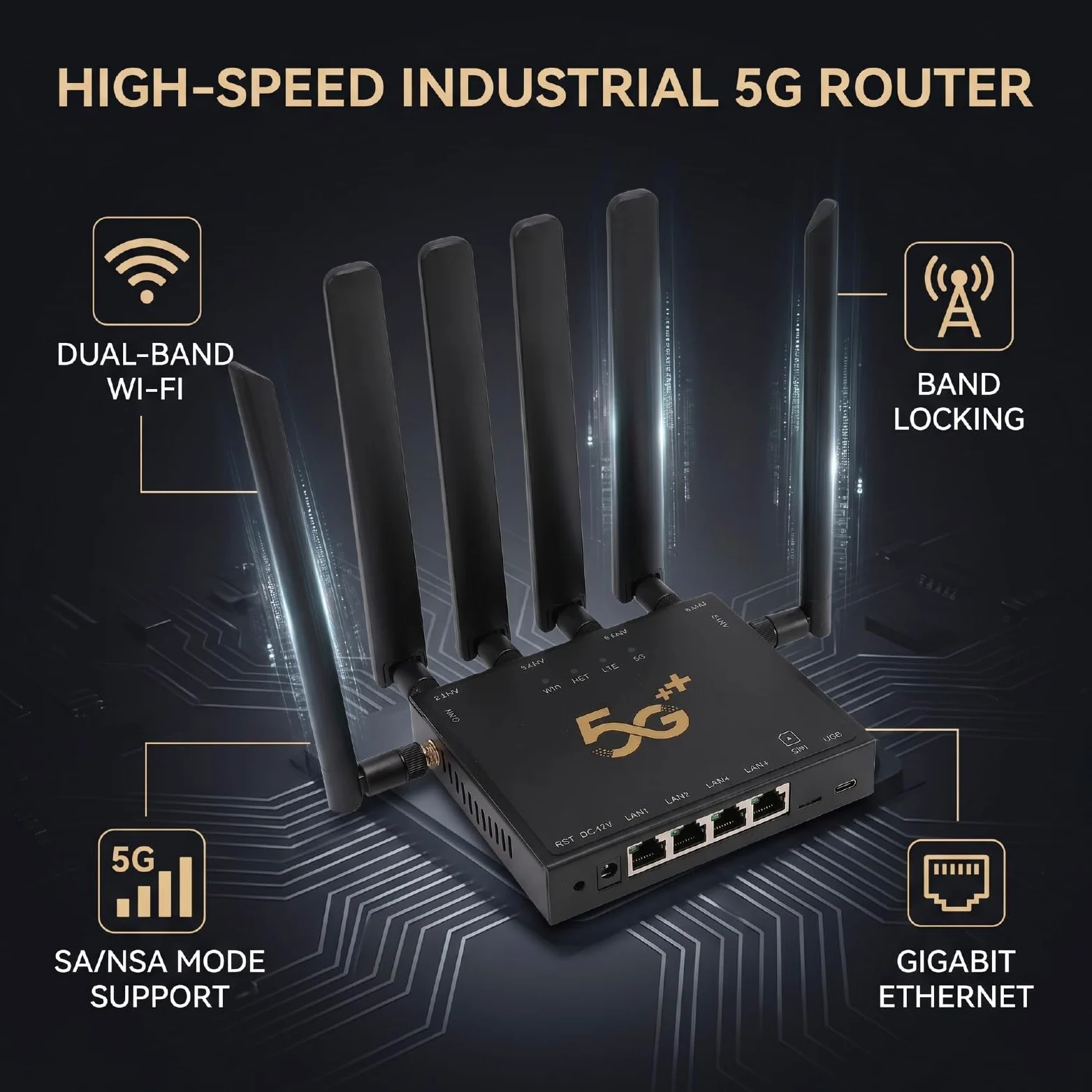 YUYTE Router 5G SA NSA Router Industriale per Schede SIM Wireless Dual Band Gigabit WiFi per Europa Asia Africa Australia