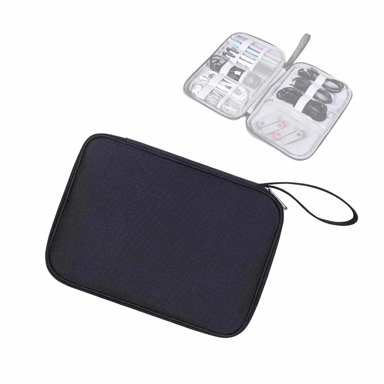 Borsa organizer per cavi Custodia viaggio impermeabile 2 pezzi | Waterproof Travel Pouch Universal Storage(Black)