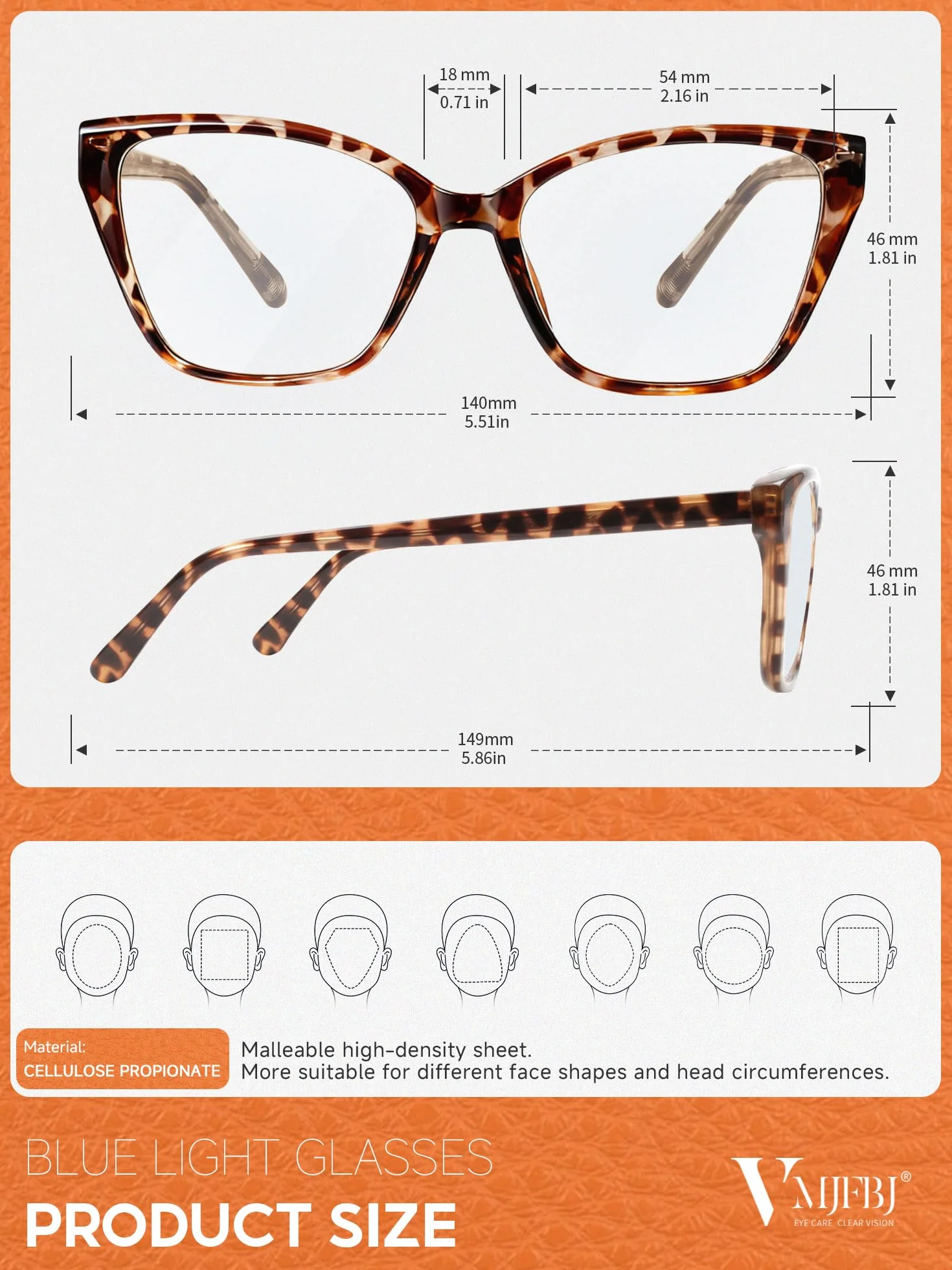 Occhiali Anti Luce Blu Donna Cat Eye TR90 Leggeri Computer Gaming Protezione Occhi Tartarugato