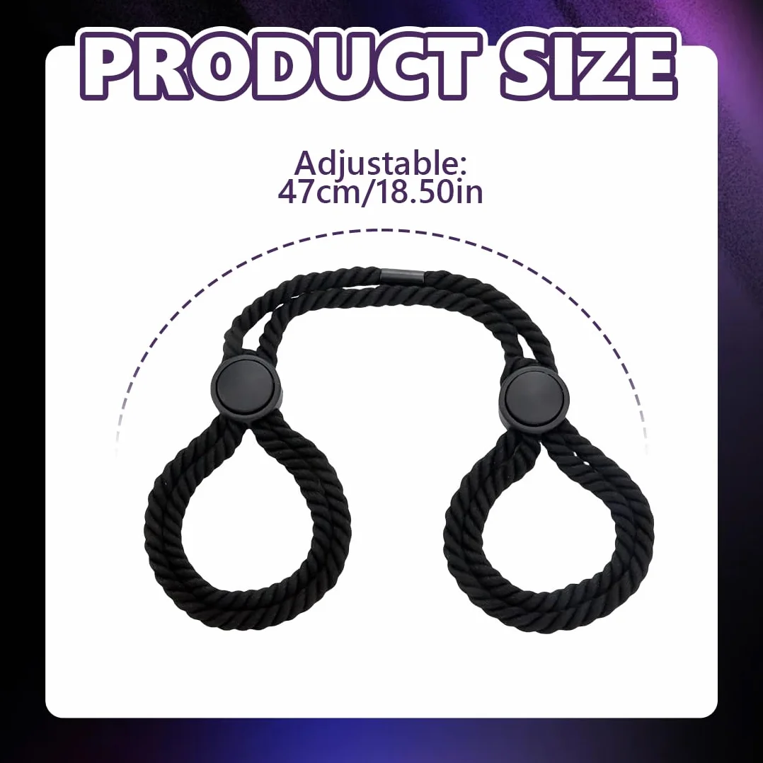 WeddHuis BDSM Bondage Corda Regolabile per Polsi e Caviglie Manette Mani Piedi Coppie Nero