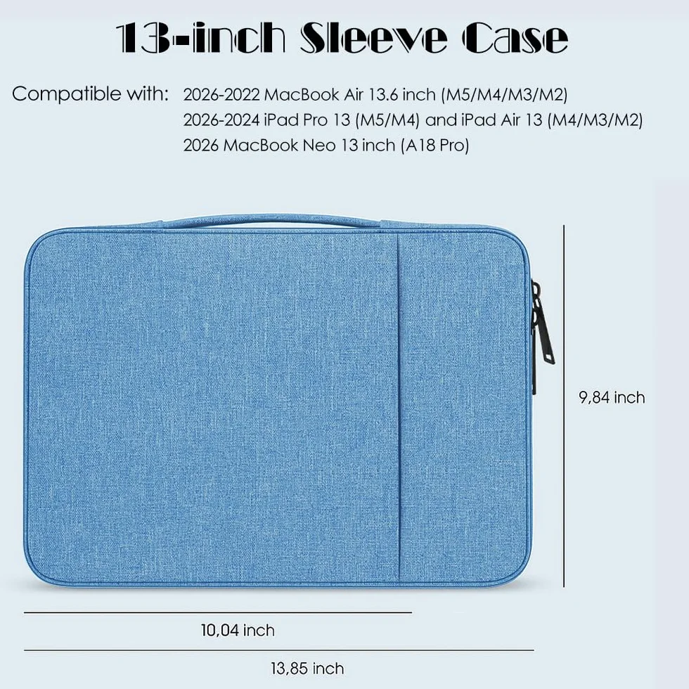 ProElife Custodia per laptop da 13 pollici per MacBook Air 2025-2022 da 13,6" M4/M3/M2 chip e iPad Pro 13" M5/M4 accessorio da viaggio impermeabile borsa multifunzionale per il trasporto (azzurro)