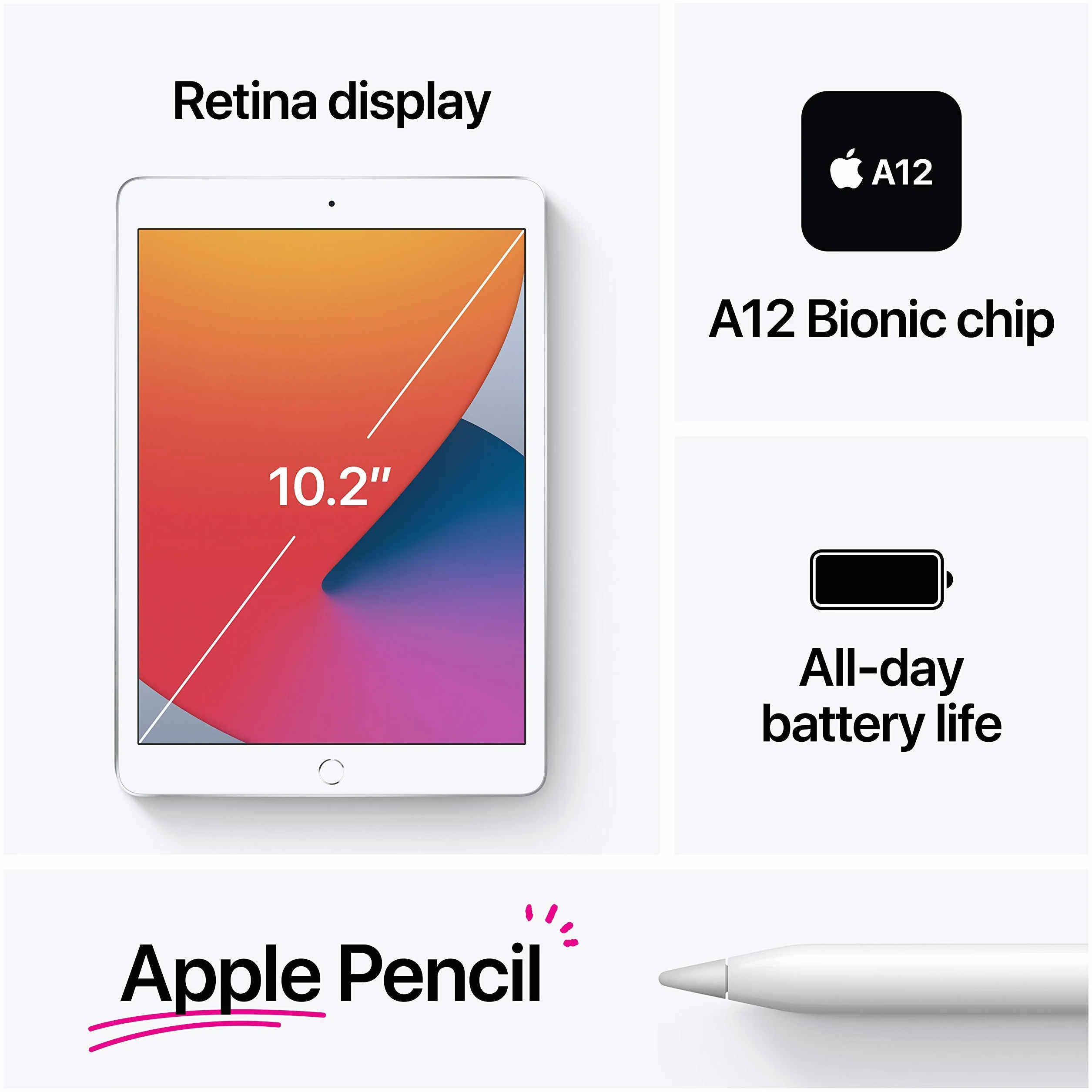 Apple iPad 10,2-pollici Wi-Fi 32GB Argento Ricondizionato