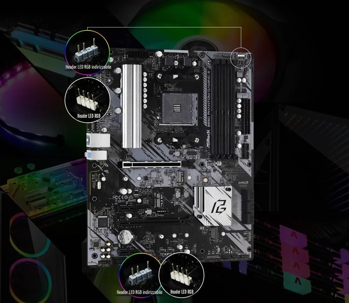 Asrock B550 Phantom Gaming 4 scheda madre, supporta AMD4 Ryzen di terza generazione, PCIe 4.3