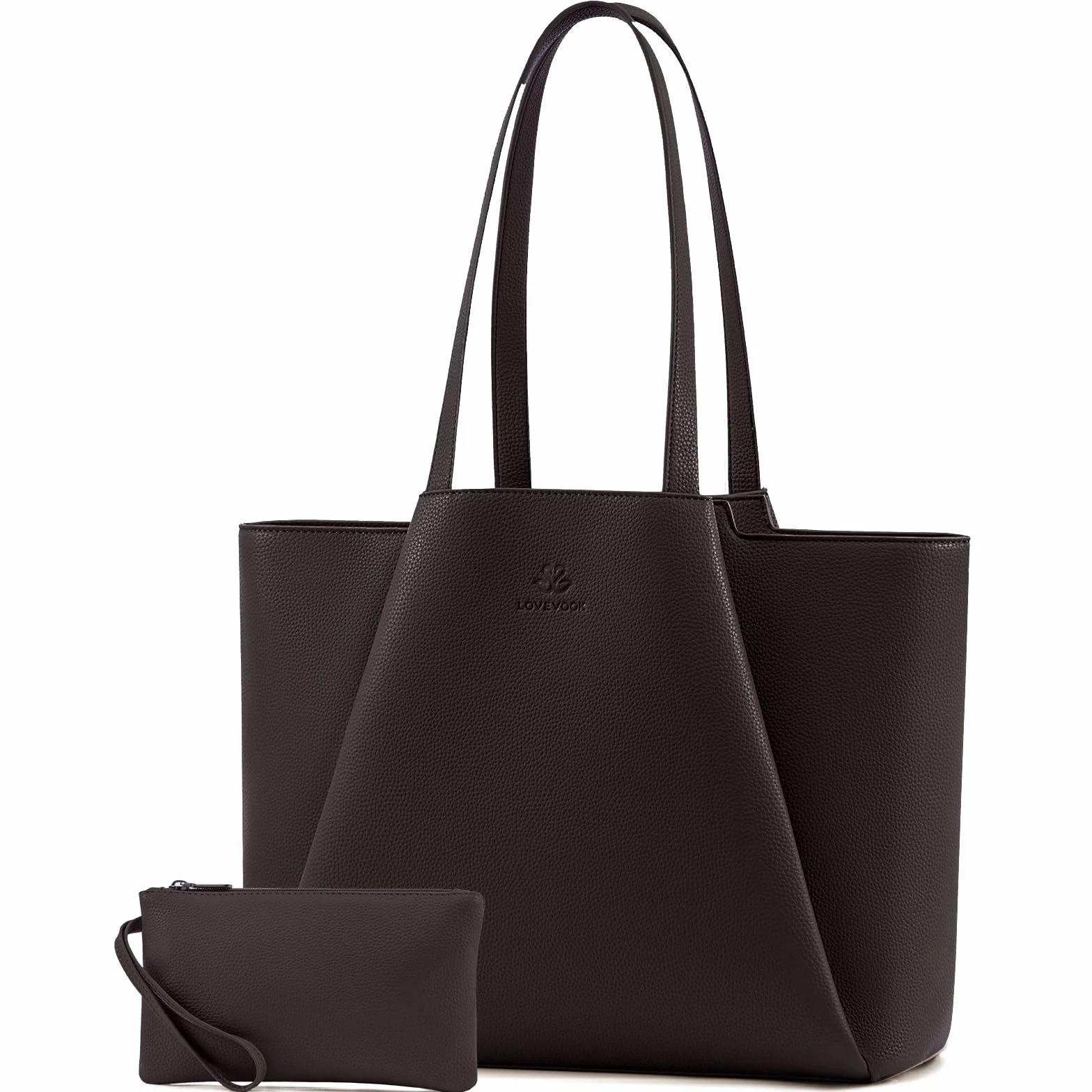 LOVEVOOK Borsa per computer portatile da donna, in finta pelle da 15,6 pollici, con pochette, grande capacità, borsa da ufficio