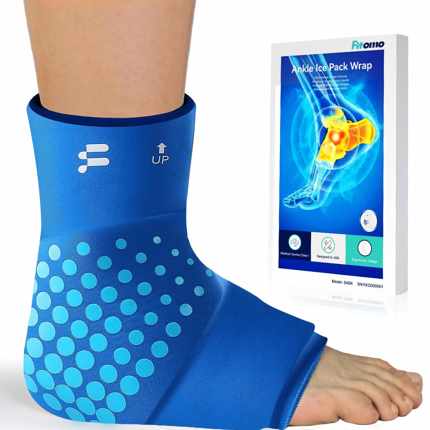 Fitomo Ghiaccio Gel Riutilizzabile per Caviglia, Terapia Compressione Caldo-Freddo per Tendinite Achille, Fascite Plantare