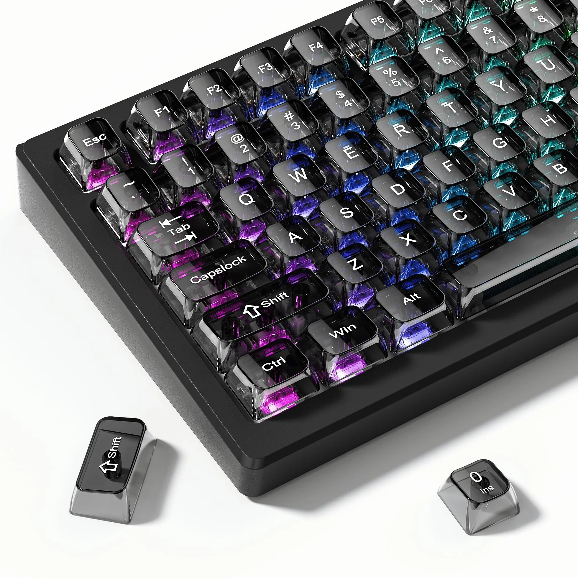 dagaladoo Grigio chiaro keycaps, copritasti trasparenti 60 75 100 percento, in ceramica Jelly Key Caps, Shine Through Keycaps.,MDA Profile Keyboard Key Cap per Mx Switch tastiera meccanica (115 tasti)