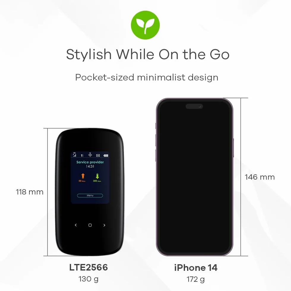 Zyxel Hotspot WiFi mobile 4G LTE-A, Velocità di download fino a 300 Mbps, Condivisione WiFi dual-band con 32 dispositivi, Durata della batteria per tutto il giorno [LTE2566-M634]