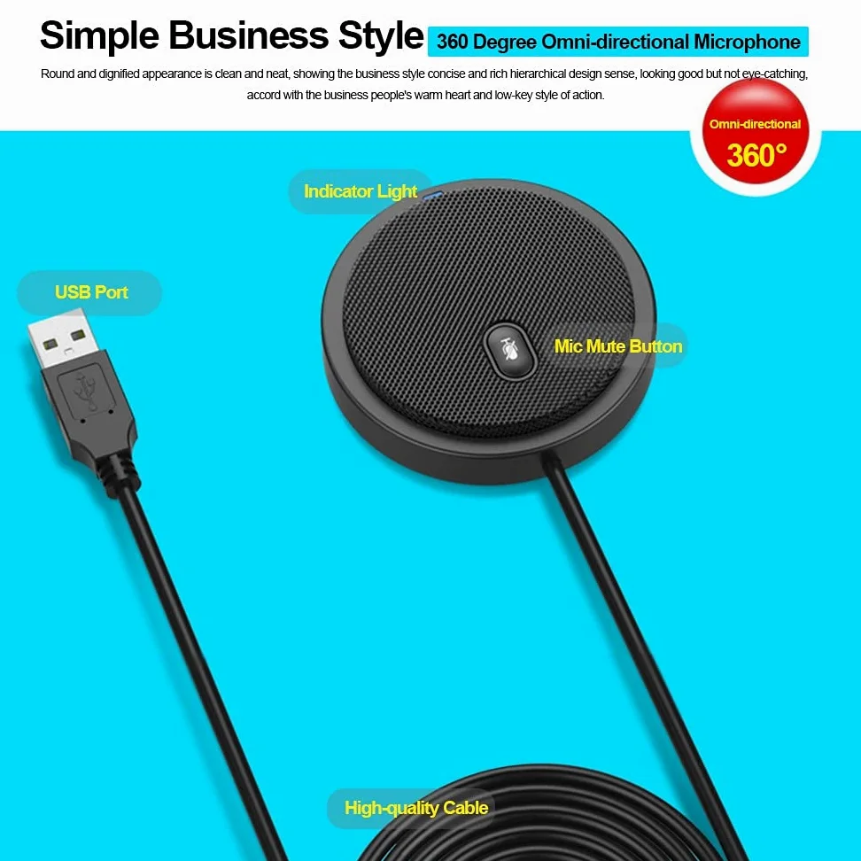 ywzhushengmaoyi mikrofon USB Omni-direzionale Condensatore Microfono Microfono per la riunione Conferenza Aziendale Computer Laptop Voice Direct Pickup Microfono Microphone (Color : USB Microphone)