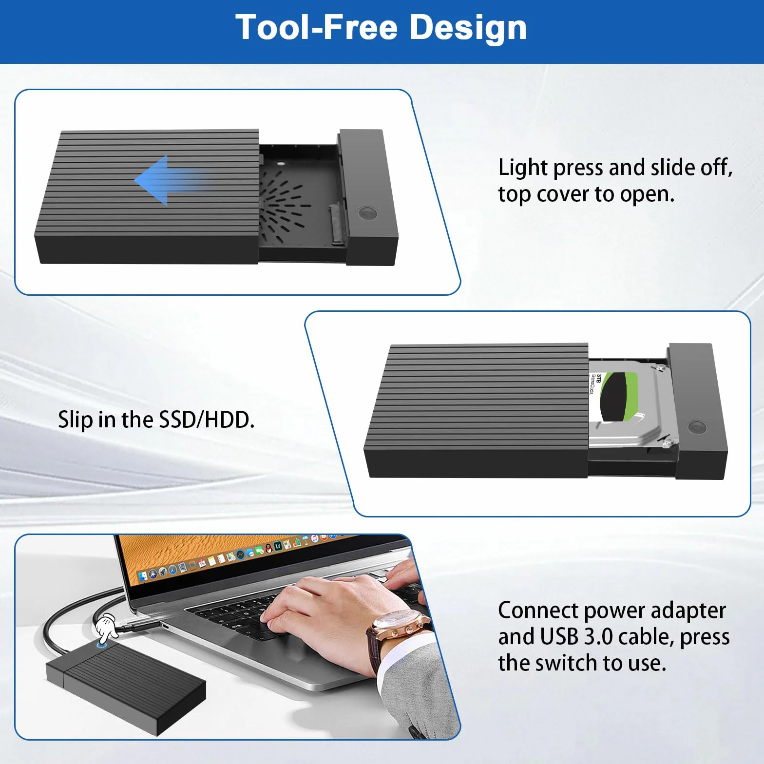 Docking Station USB 3.0 SATA HDD/SSD 2,5/3,5 Pollici 12 V 2 A UASP
