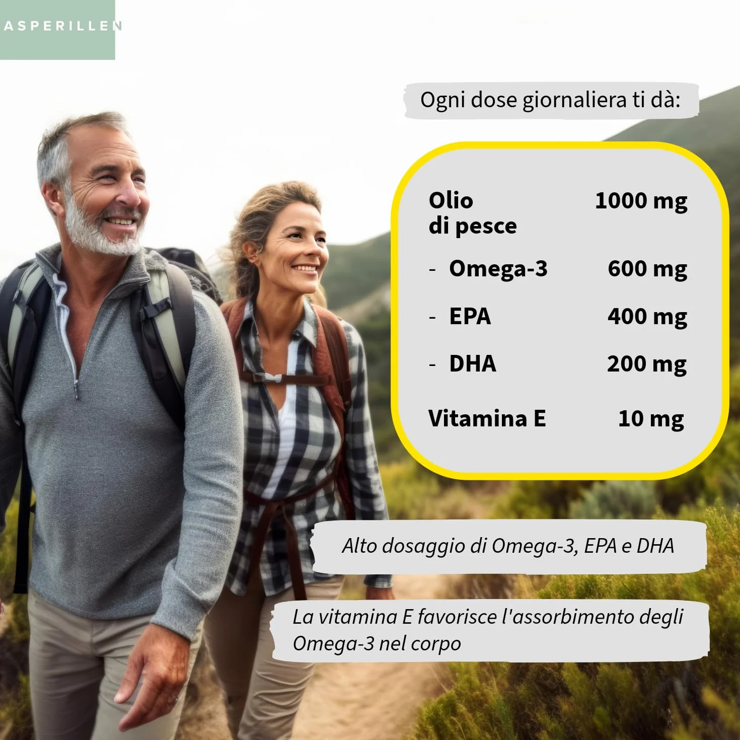 Omega 3 Gummies Olio di Pesce con Vitamina E - Alto Dosaggio EPA 400mg DHA 200mg - 60 Unità Gusto Limone