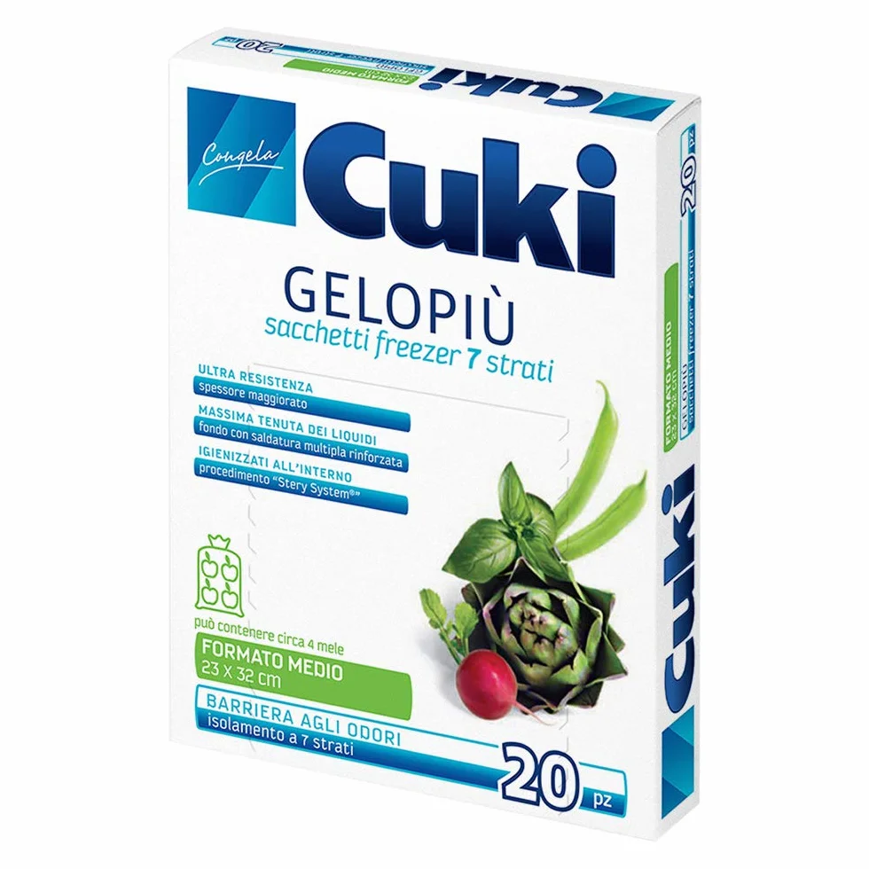 Cuki Gelopiù sacchetti freezer 7 strati medi 23x32 cm 2,5 L 20 pezzi