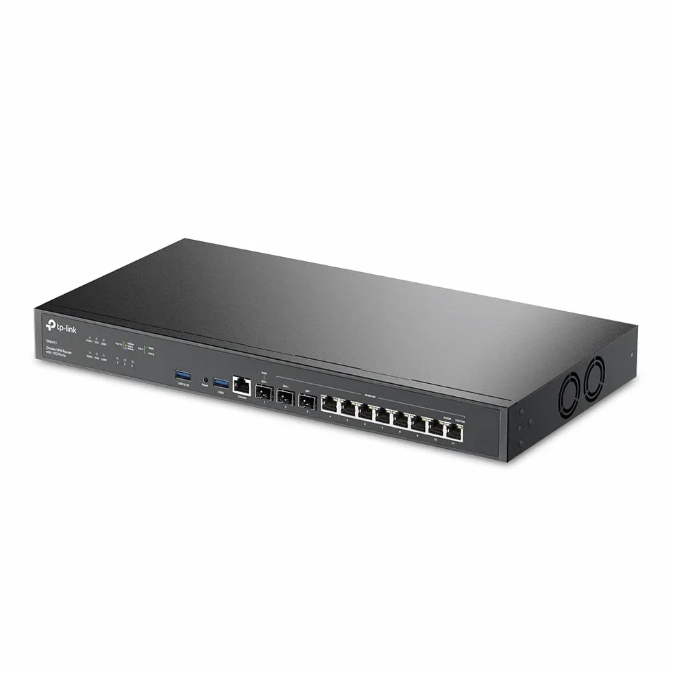 TP-Link ER8411 | Router VPN 10G cablato aziendale | Fino a 10 porte WAN | Elevata capacità di rete | SPI Firewall | Supporto Omada SDN | Bilanciamento del carico | Protezione contro i fulmini | 5 anni