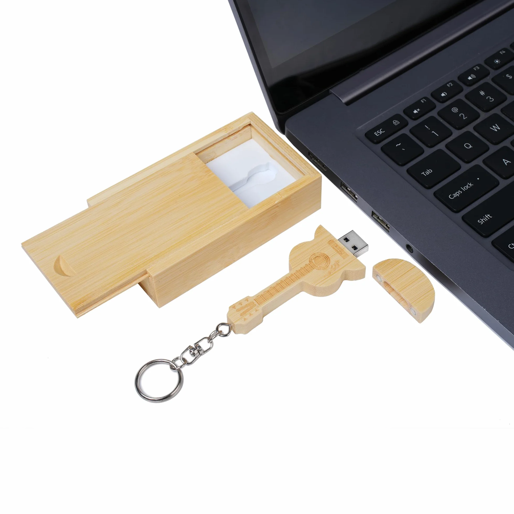 Chiavetta USB in legno di acero a forma di chitarra in scatola di legno Bamboo wood 2.0/8GB