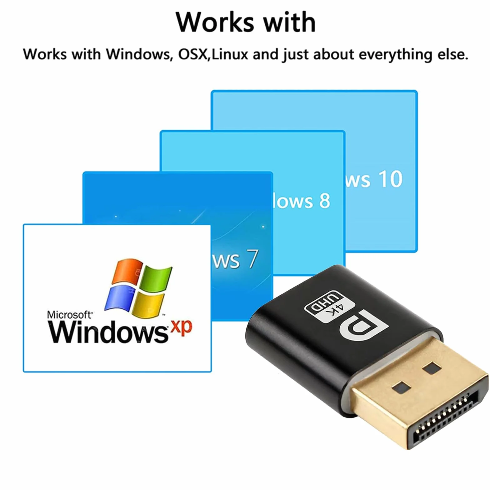 2 emulatori per display Headless Ghost, interfaccia DP, 1080p@60Hz, 2K@30Hz, 4K, DP-Dummy Plug,EDID Emulator, Display Emulator, per Mining, server remoti, desktop virtuali, senza monitor ecc