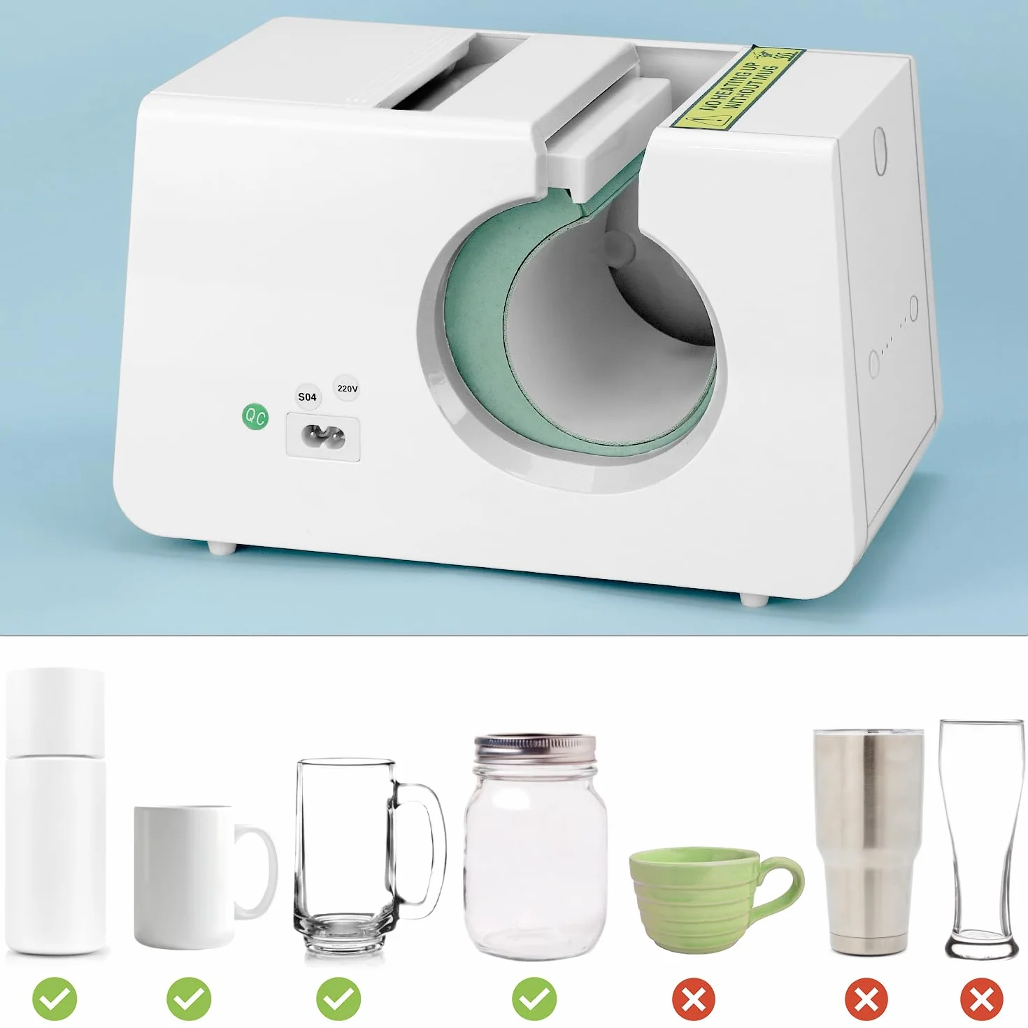 QWORK® Pressa per sublimazione per tazze da 350 ml - 3 impostazioni di temperatura 160/180/200℃ e 2 timer 200s/300s - Compatibile con inchiostro infusibile e fogli di trasferimento