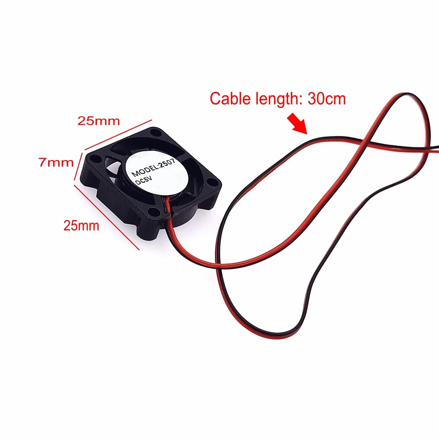 JZK 4PCS 25x25x7 mm DC 5V mini ventola di raffreddamento 25mm con connettore a 2 pin, 9800 rpm, 0.08A, 2507 ventola DC brushless 2.5cm per scheda di sviluppo, scheda grafica, ventola per stampante 3D