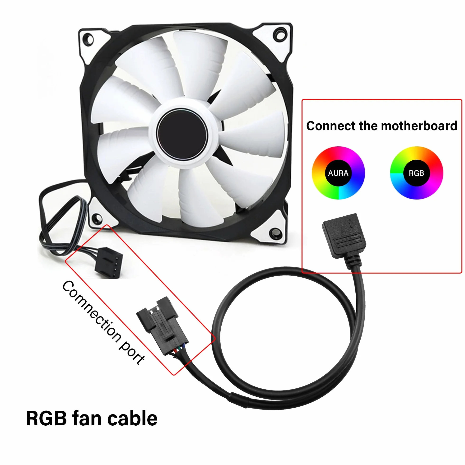 GINTOOYUN Cavo di Prolunga RGB a 4 Pin, 12 V, SM, ARGB, Adattatore per Computer Fan, Scheda Madre, Strisce LED (0,98 FT, 4 PCS) (Stile 1)