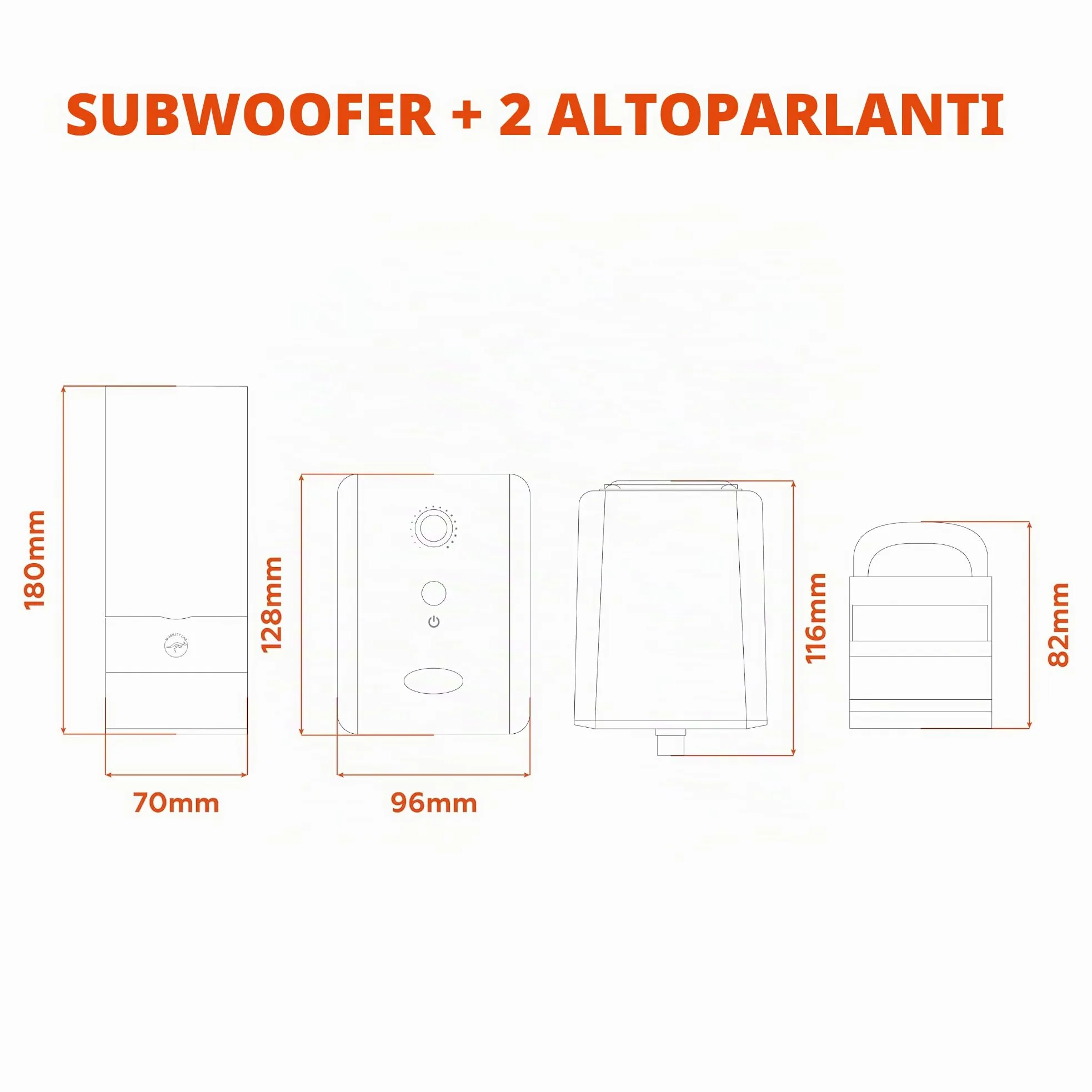 Mobility Lab – ML314006 – Altoparlante PC 2.1 Multimedia – Suono Ricco, Bassi potenti, Pulsante Volume integrato, Connessione cablata USB e Jack – Compatibilità macOS e Windows – Nero