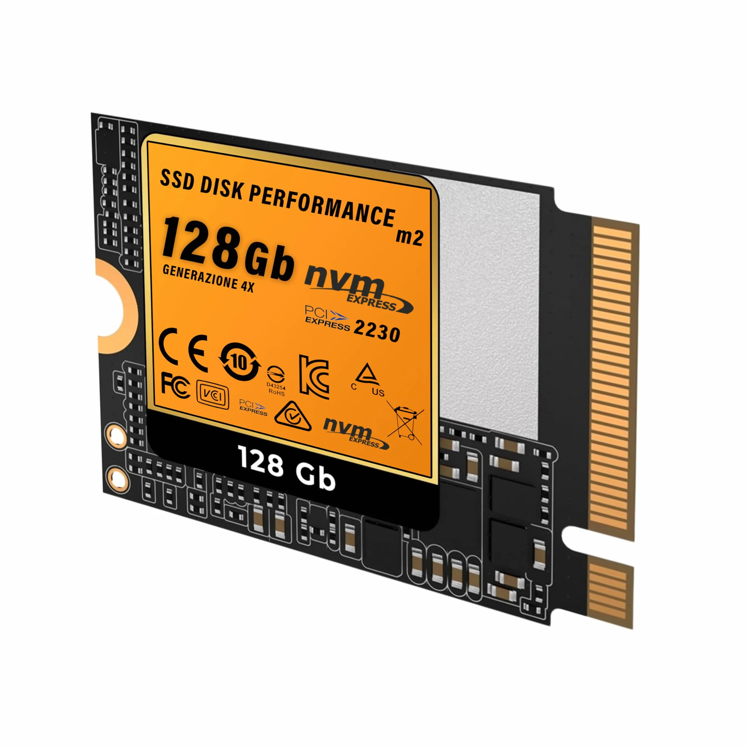 SSD PCIe NVMe Gen 4x4 da 128Gb M2 2230, Unità a Stato Solido Interna, include adattatore per slot 2280, alta velocità di trasferimento dati, solo per uso professionale, garanzia Italia