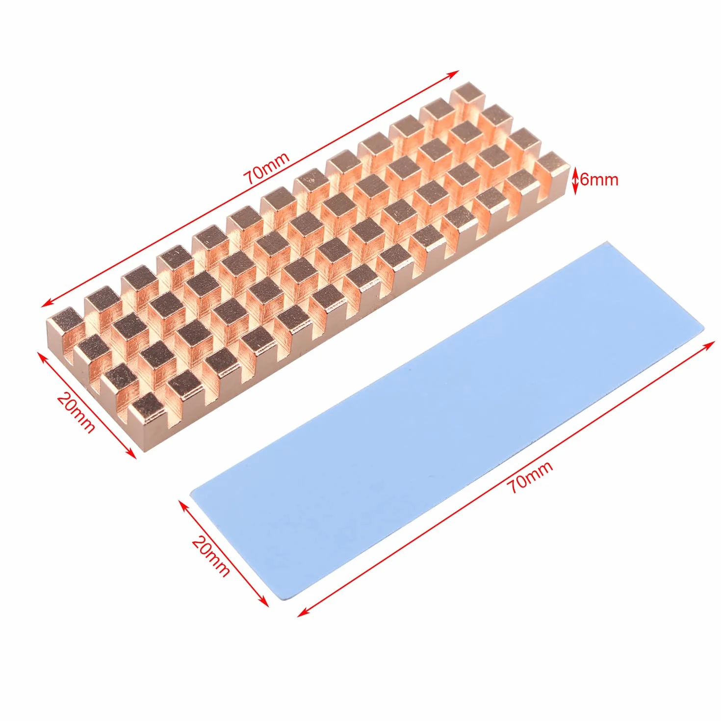 ZDE Dissipatore M.2 per 2280 M.2 SSD 70x20x6mm con Cuscinetto Termico in Silicone per PC Laptop Raspberry Pi NGFF PCIe NVMe SATA M.2 2280 SSD Raffreddamento
