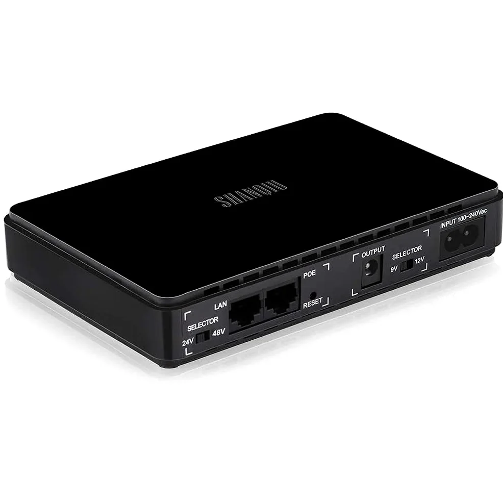 Gruppo di Continuità Mini UPS POE Gigabit per Router, Modem, Telecamera, Ingresso 100~240V AC Uscita 5V USB 9V/12V DC 24V/48V POE (1000mbps)