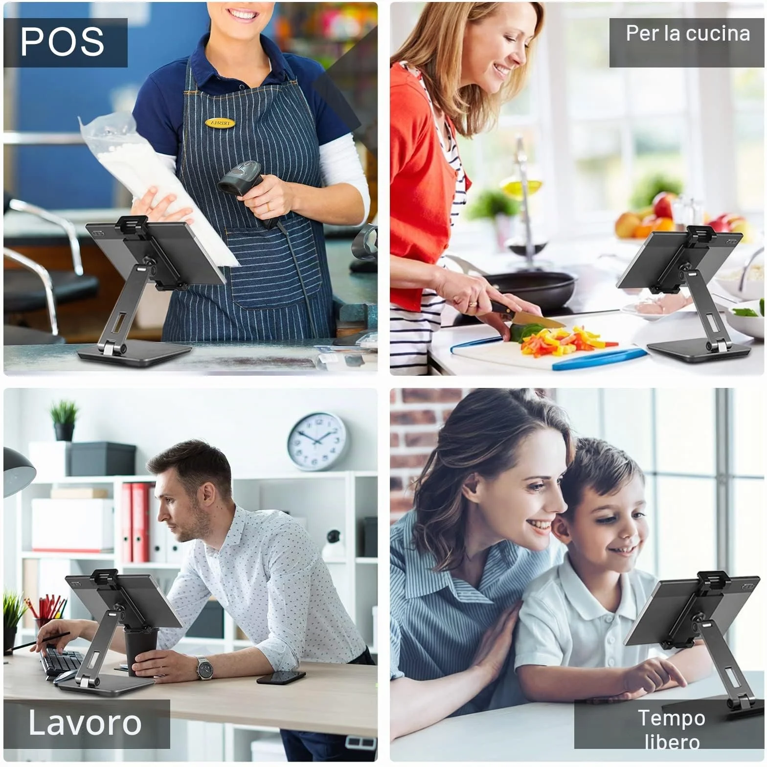 Supporto Tablet Regolabile e Pieghevole, Porta Tablet in Alluminio Tavolo Girevole a 360°, Compatibile con iPad Pro/Air/Mini, Samsung Tab, Surface Pro, Kindle Fire (7-13") (Grigio Scuro)
