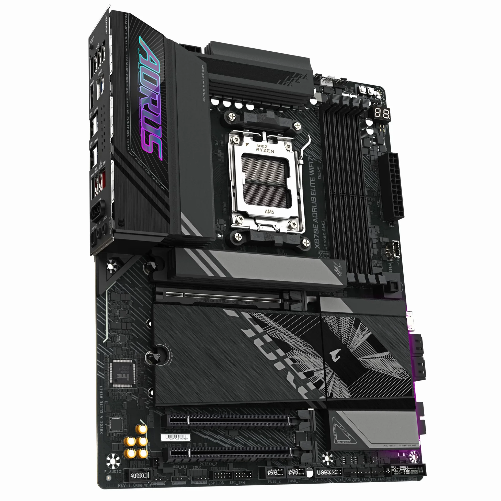 GIGABYTE Scheda madre X870E AORUS ELITE WIFI7 - Supporta CPU AMD Ryzen 9000, VRM digitale a 16+2+2 fasi, fino a 8000MHz DDR5 (OC), 3xPCIe 5.0, Wi-Fi 7, LAN 2.5GbE, USB 4
