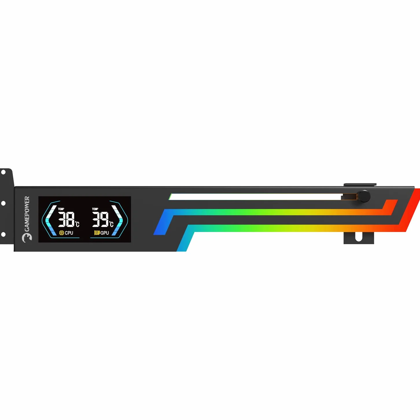 GAMEPOWER Heatsync ARGB - Supporto per scheda grafica LCD con display in tempo reale CPU/GPU, display da 2,64", sincronizzazione ARGB a 3 pin, struttura in metallo, regolabile
