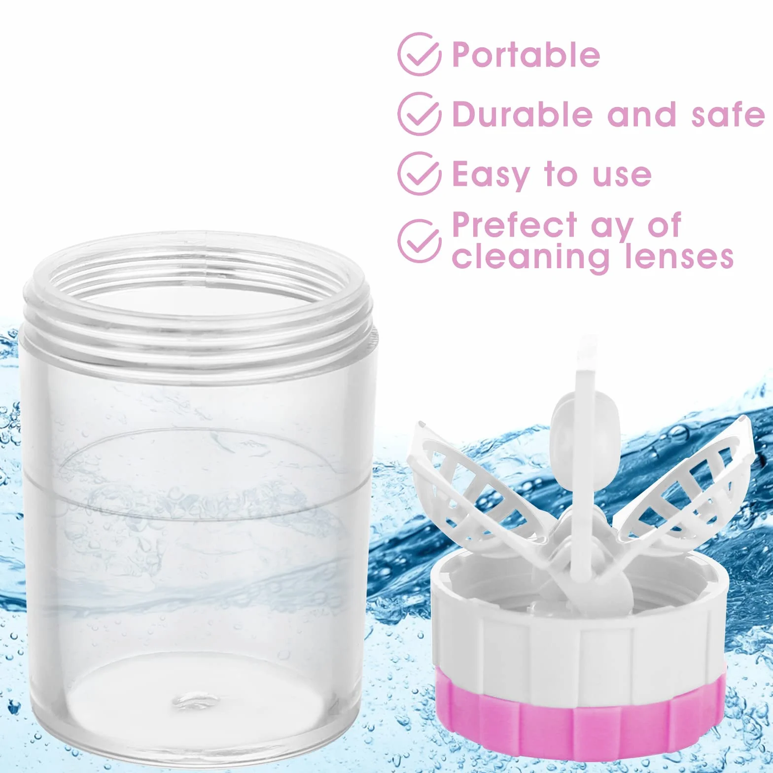 Pulitore portatile a rotazione per lenti a contatto 3 Pezzi Contenitore di plastica