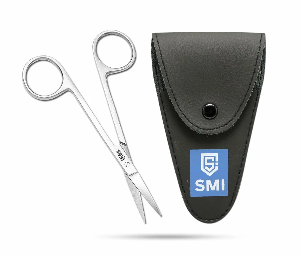 Forbici per baffi e barba professionali in acciaio inossidabile 11,5 cm con custodia