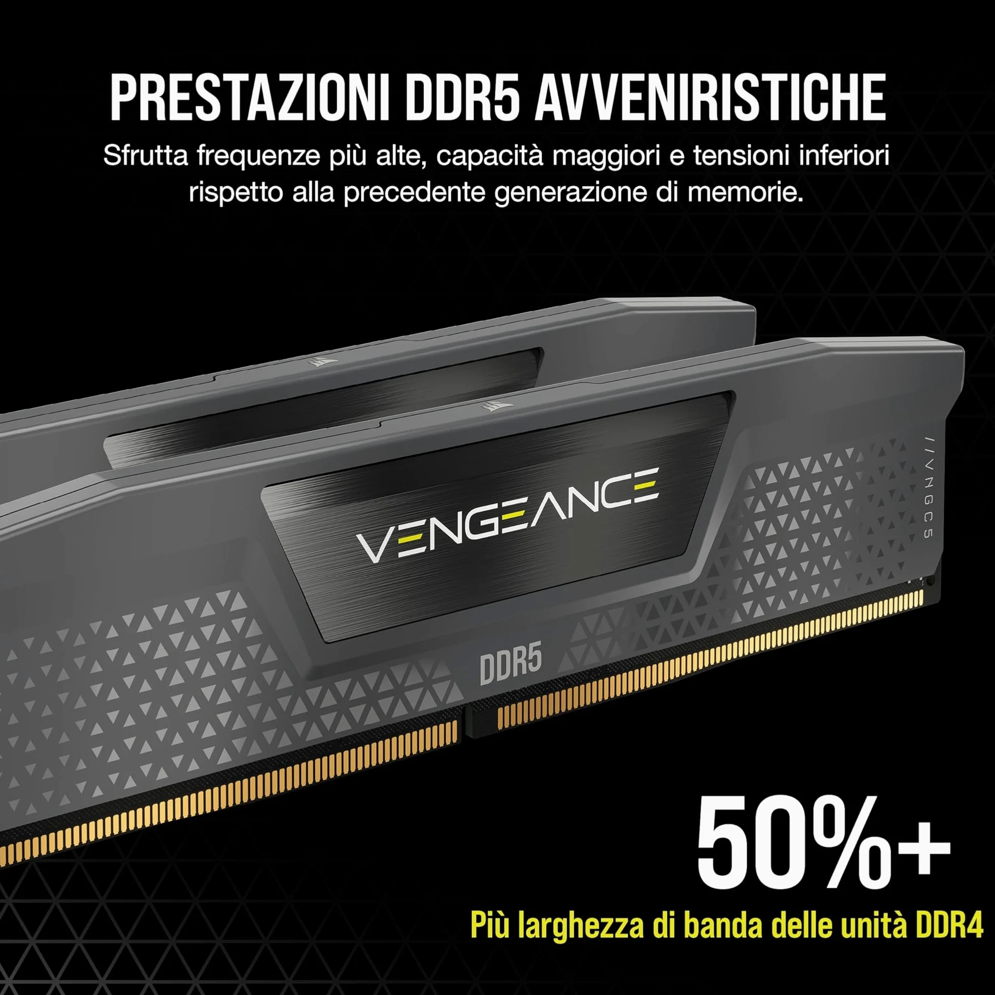 CORSAIR VENGEANCE DDR5 32GB (2 x 16GB) Fino a 6000MHz AMD INTEL RAM | Memoria Per Computer Desktop, Compatibile con AMD EXPO e Intel XMP 3.0, CL28, Grigio, CMK32GX5M2B6000Z28