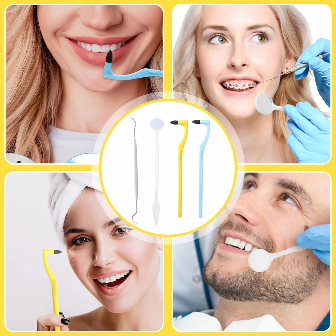 Kit Pulizia Denti Rimozione Tartaro Sbiancante Denti (2 Rimuovi Tartaro, 1 Gancio, 1 Specchio)
