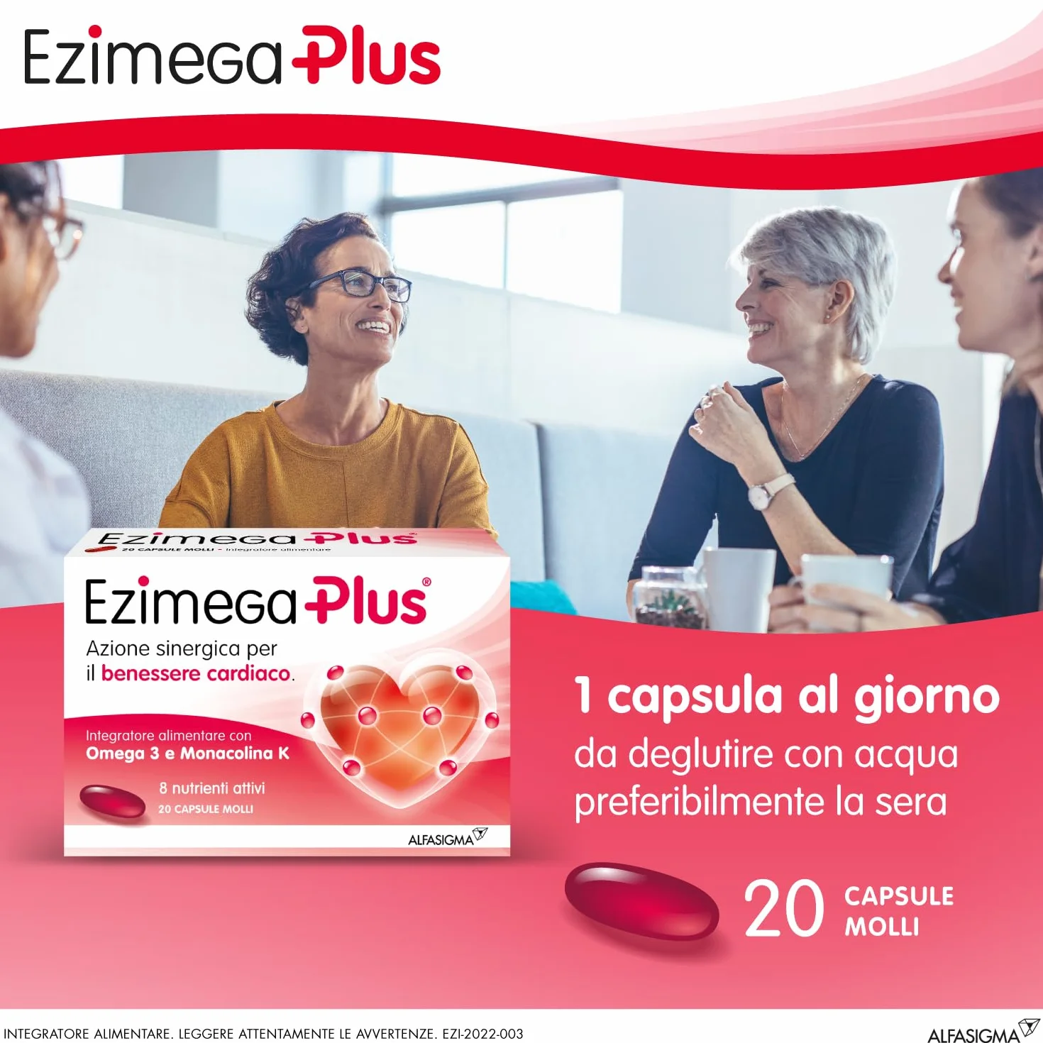Ezimega Plus Integratore Colesterolo Omega-3 Policosanoli Resveratrolo Acido Folico Monacolina K Coenzima Q10 Vitamina B6 B12 20 Capsule