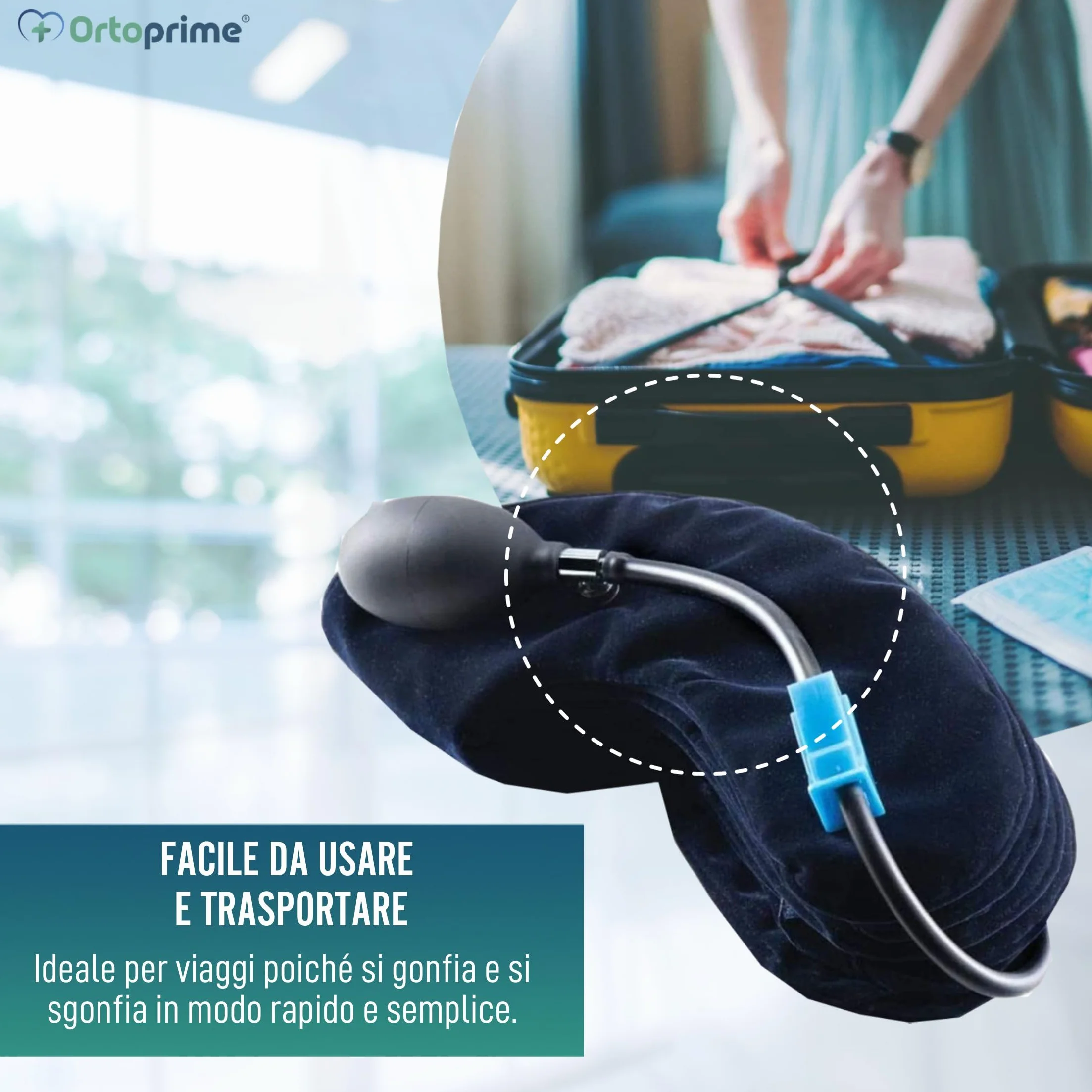 OrtoPrime Collare Cervicale Gonfiabile Trazione Cervicale Collo Professionale Cuscino Gonfiabile Neck Collar