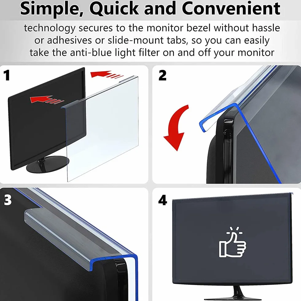 FiiMoo 20-22 Pollici Computer Universale Filtro Anti Luce Blu, Pellicola Filtrante Anti-UV per la Protezione degli Occhi per Monitor & Desktop PC 20, 21,5, 22 Pollici (19.88 x 12.59 inch/16:9/16:10)