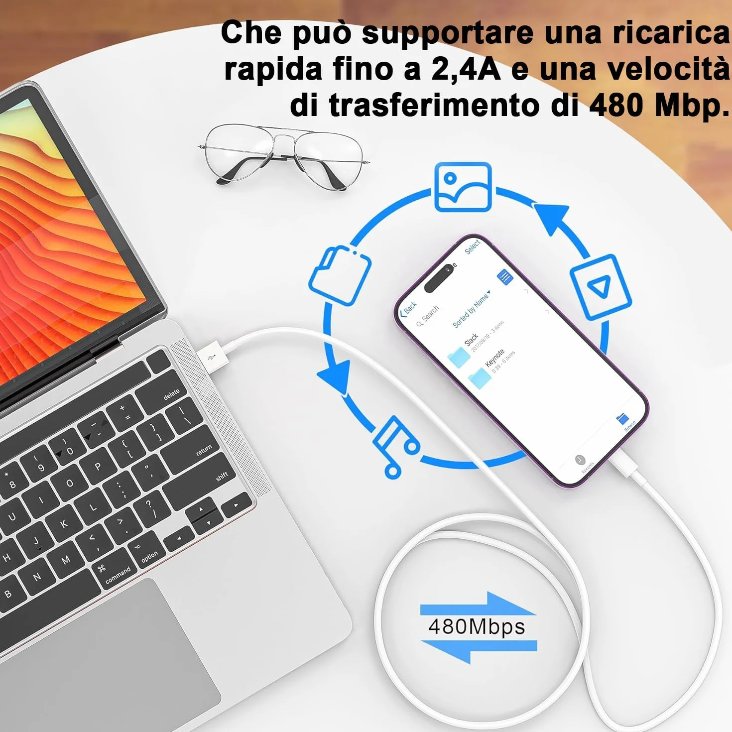 Cavo USB Lightning Originale Apple MFi 2 Pezzi 1M+2M per iPhone 14/13/12/11/Pro/Pro Max/Min/XR/XS/X 8/7/6s/6/5/Plus/SE/SE 2/iPad Mini 4