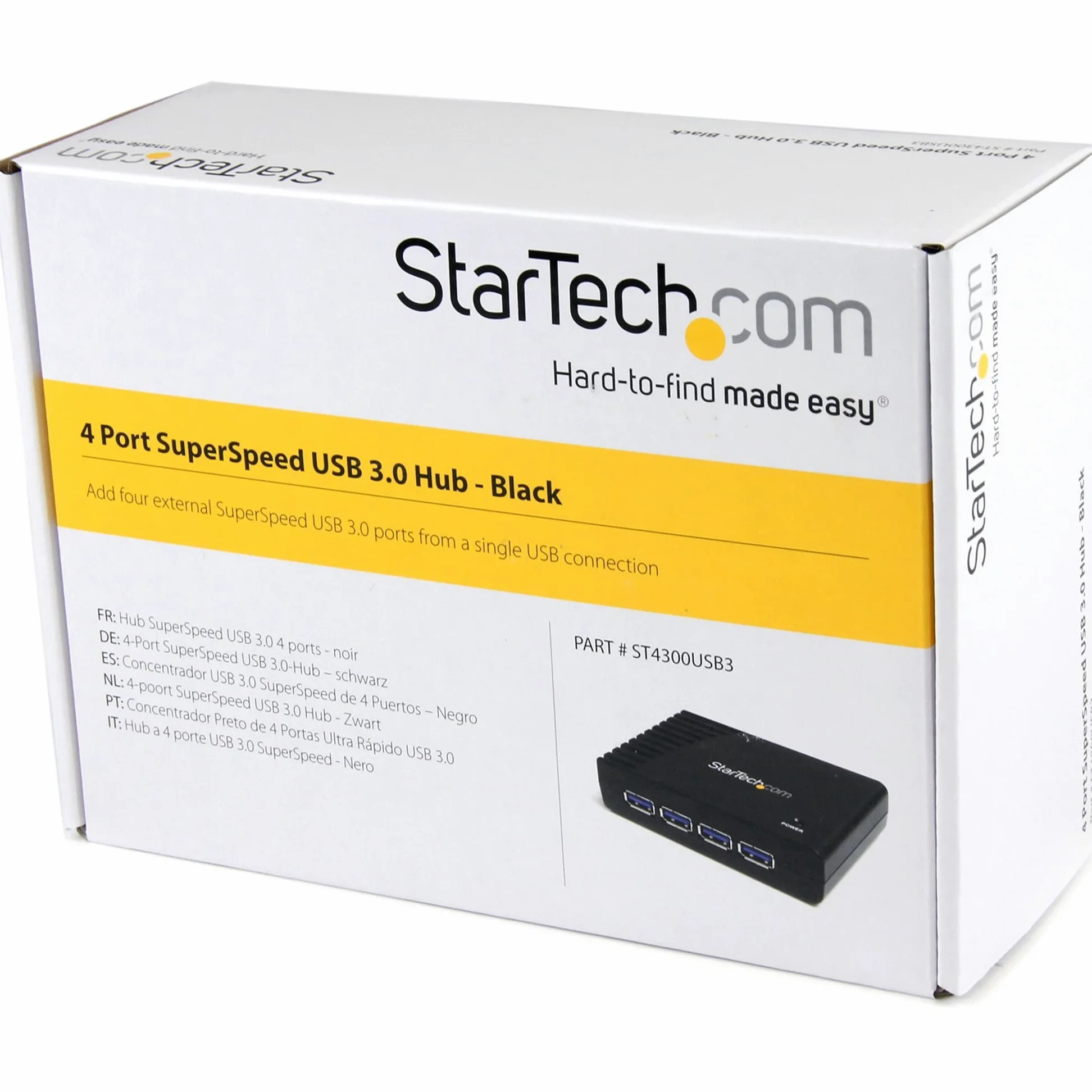 StarTech.com ST4300USB3 hub di interfaccia USB 3.0 (3.1 Gen 1) Type-B 5000 Mbit/s Nero