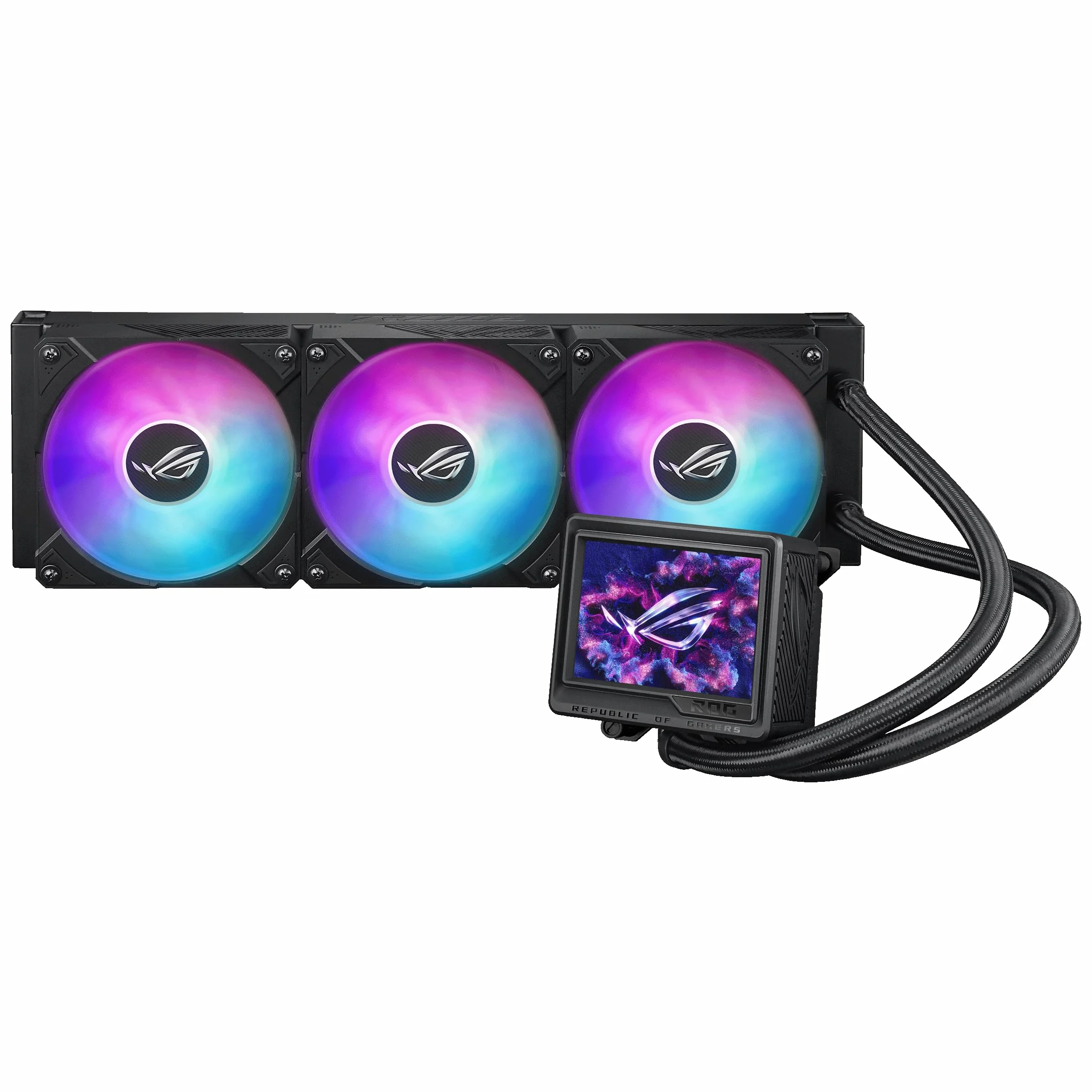 ASUS ROG Ryujin III 360 ARGB Extreme, Dissipatore a Liquido All-In-One con Pompa Emma Gen8 V2, Tre Ventole ROG RGB per un Elevato Flusso d'Aria, Schermo LCD da 3,5" per Monitoraggio, Nero