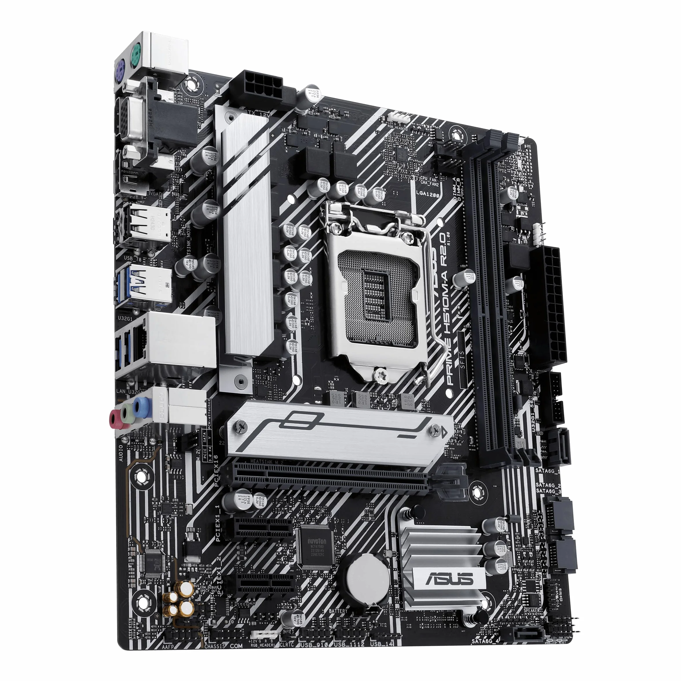 ASUS PRIME H510M-A R2.0 Scheda madre Intel Micro ATX, DDR4 LGA 1200, 4 SATA 6Gb/s, slot M.2, Ethernet Realtek, DisplayPort, HDMI, USB 3.2 Gen 2 e Type-C, Aura Sync