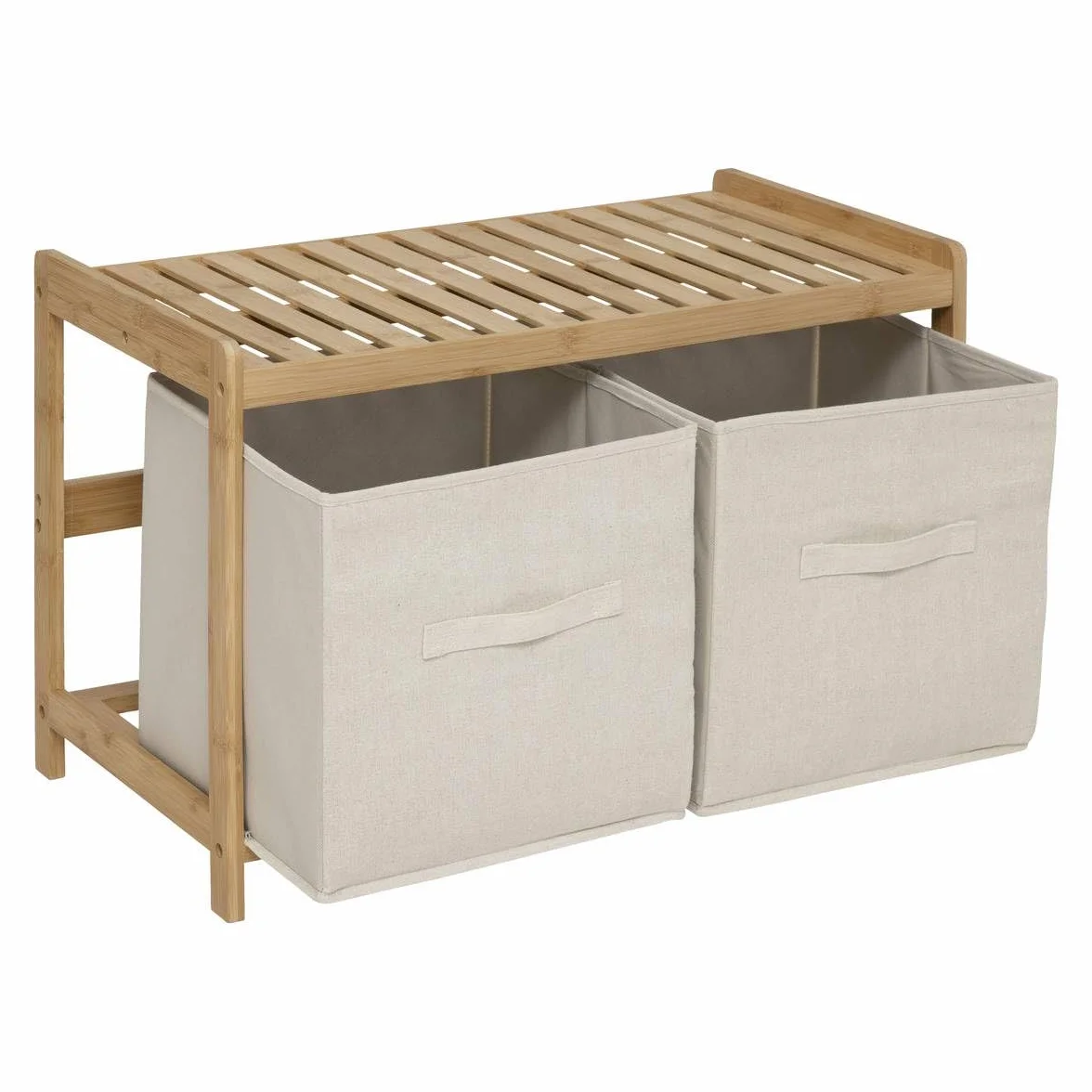 5 five simply smart 5five - panca portaoggetti tidy box con 2 cestini in bambù marrone 66,8x35cm