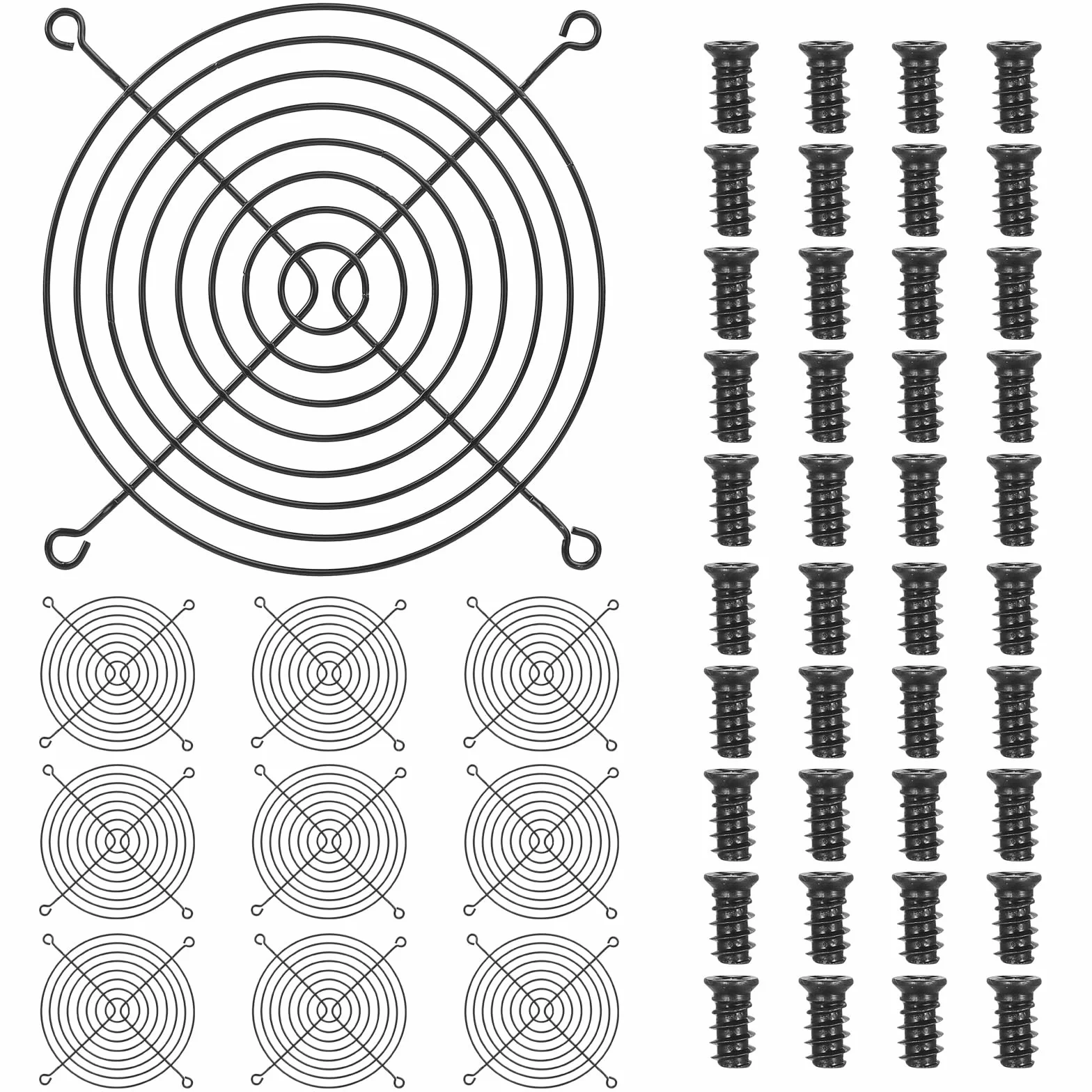 10 Pz Griglie per Ventole120 mm, Griglie Protettive Protezioni per Dita, Griglia Metalliche per Ventole CPU 120x120 mm, computer, progetti fai da te, con 40 viti