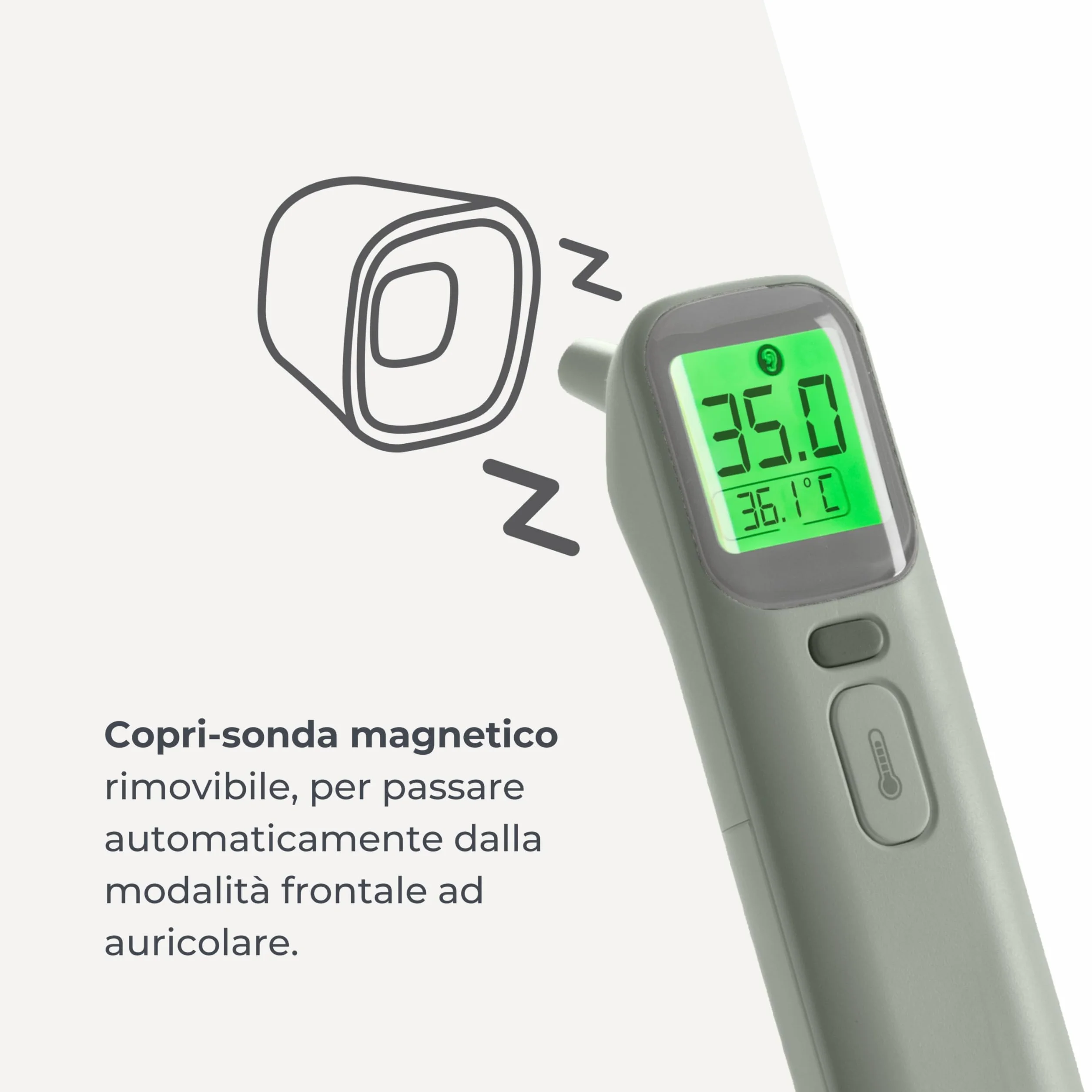 Nuvita 2075 Termometro Digitale Frontale e Auricolare 1 Secondo 4 Modalità Memoria Allarmi