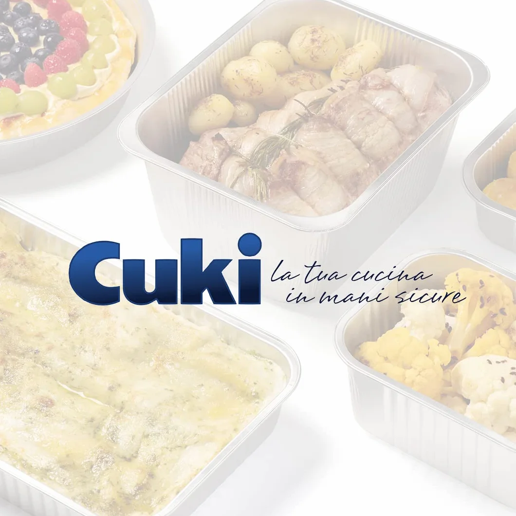 Cuki Vaschette Alluminio rettangolari con coperchi 1 porzione 25 pezzi