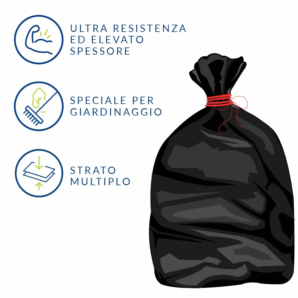 Domopak Spazzy Sacchi Nettezza Maxi Strong Condominiale 150 Lt Nero 5 Confezioni da 10 Pezzi