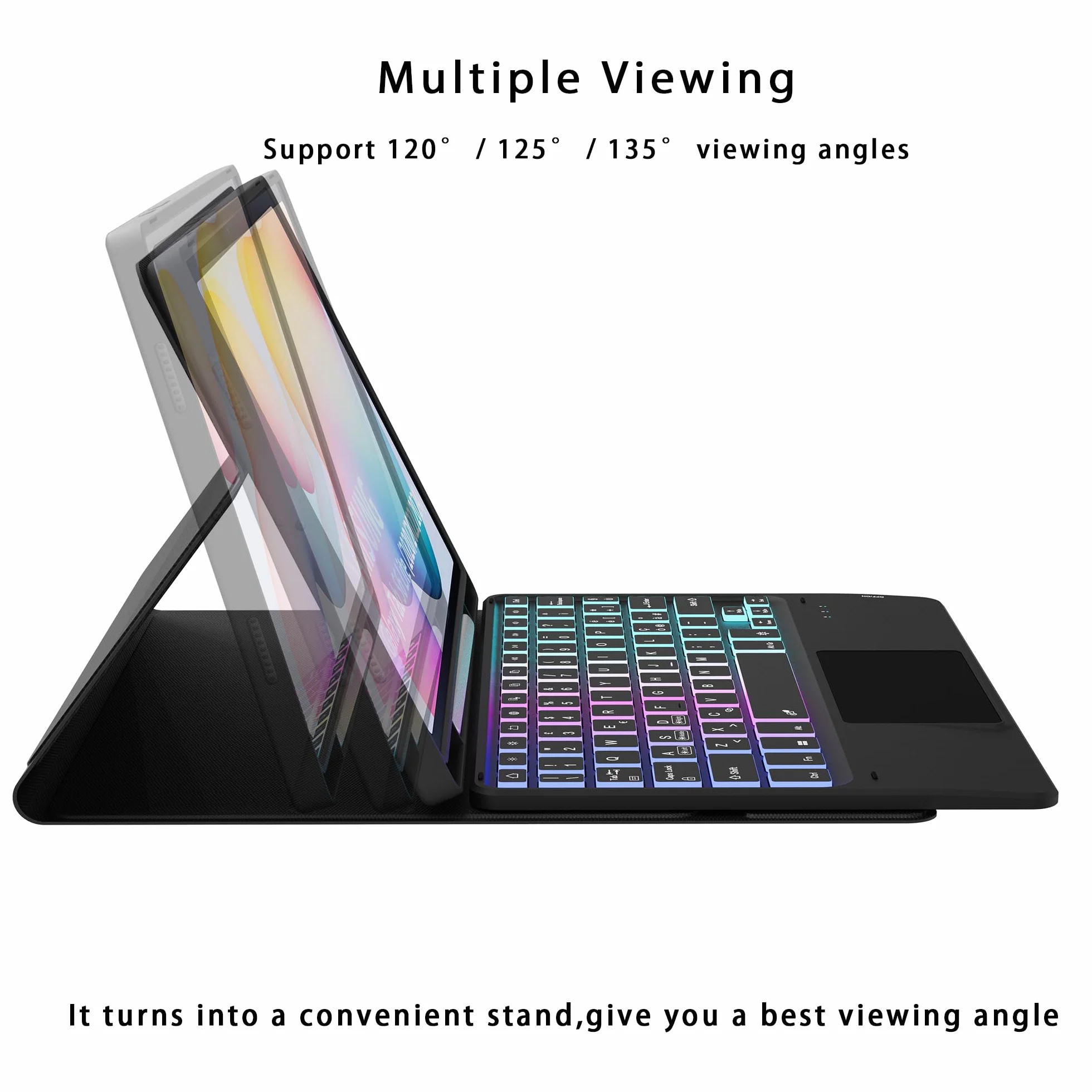 Custodia con Tastiera per Samsung Galaxy Tab S6 Lite 10.4" 2024/2022/2020 : DIY a 3 zone e 7 colori retroilluminati Custodia per tastiera, Italiano ‎QWERTY Staccabile Tastiera con Touchpad per S6 Lite
