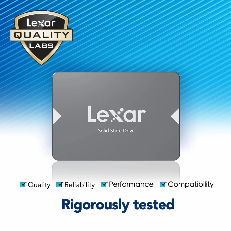 Lexar NS100 2,5" SATA III 6Gb/s SSD 256GB, SSD 2,5 Interno, Disco a Stato Solido, Unità a Stato Solido Interna Fino a 520 MB/s di Lettura, SSD SATA per Laptop, Computer Desktop, PC